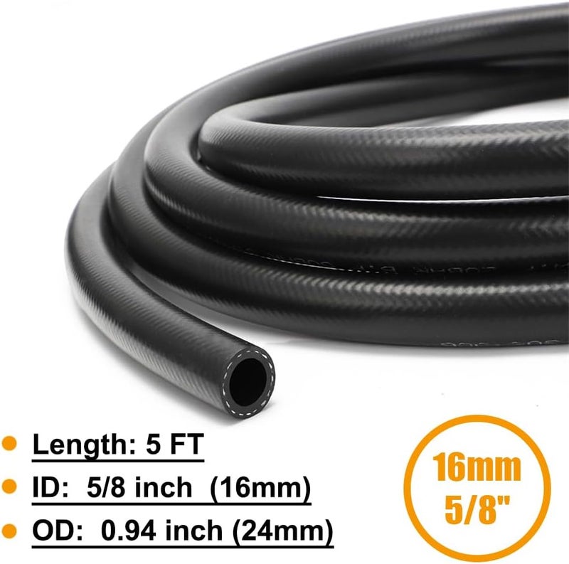 CHOIMOON 5/8 Fuel Line Hose High Pressure 150 PSI Oil-Resistant Fuel, Transmission, & Power Steering LineCompatible with Power Steering, Engine Oil, AC, & Coolant | 5FT - Image 3